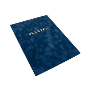 Oklevéltartó A4, prémium, arany nyomattal, Bluering® kék