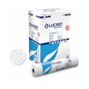 Lucart Strong 2 rétegű orvosi papírlepedő, 100 % cellulóz, 50 m tekercs, 50 × 37 cm lapok, 6 tekercs/karton