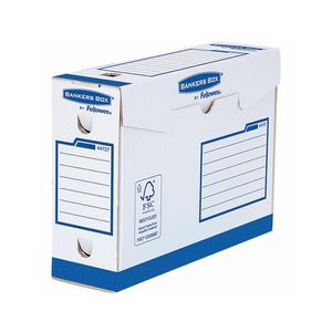Archiváló doboz Extra erős, A4+, 100mm, Fellowes® Bankers Box Basic, 20 db/csomag, kék/fehér
