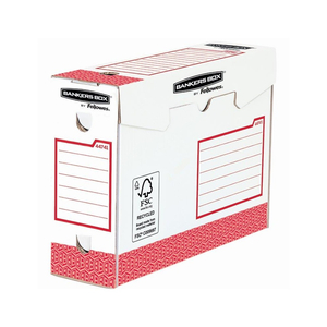 Archiváló doboz Extra erős, A4+, 100mm, Fellowes® Bankers Box Basic, 20 db/csomag, piros/fehér
