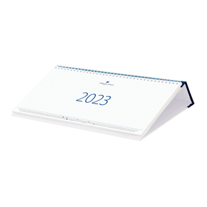 Asztali naptár Club fekvő fehér lapokkal kék 320 × 150 mm Dayliner 2023.