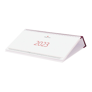 Asztali naptár Oktáv fekvő fehér lapokkal bordó 320 × 150 mm Dayliner 2023.