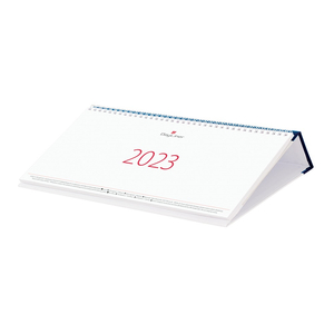 Asztali naptár Oktáv fekvő fehér lapokkal kék 320 × 150 mm Dayliner 2023.