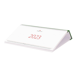 Asztali naptár Oktáv fekvő fehér lapokkal zöld 320 × 150 mm Dayliner 2023.