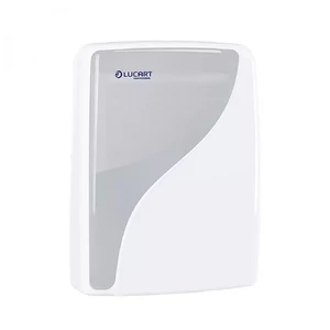 Lucart Slim Identity fehér műanyag adagoló hajtogatott kéztörlőkhöz, falra szerelhető, zárható kivitel