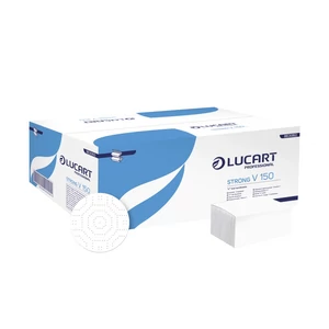 Lucart Strong V2.25 hófehér, 2 rétegű, V-hajtogatású kéztörlő, 190 lap/csomag, 20 csomag/karton