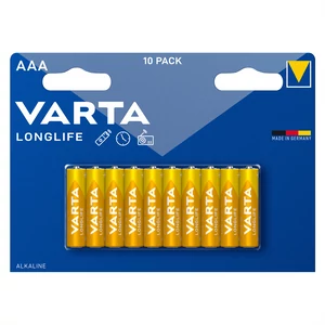 Varta AAA mikro elem LR03 Longlife, 10 darabos csomag, megbízható és tartós energiaforrás
