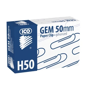 Ico 50 mm-es gemkapcsok, 100 db-os dobozban – fém, nikkelhatású kivitel dokumentumok összefogásához irodai és iskolai használatra