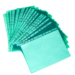 Lefűzhető genotherm A4 50 mikron – zöld szegélyű iratvédő tasak, 25 db/csomag, dokumentumok rendszerezéséhez dossziéban