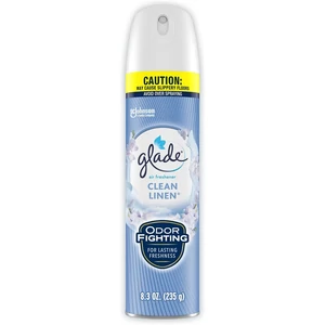 Glade Pure Clean Linen légfrissítő aeroszol 300 ml Friss szellő gyors illatosítás irodába és otthonra