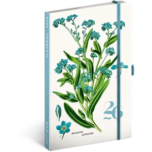 Keménytáblás notesz krémszínű lapokkal leszorító gumiszalaggal Herbarium 130x210mm, Presco