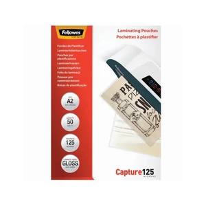 Lamináló fólia, A2, 125 mikron, fényes, 50 db/doboz, Fellowes®