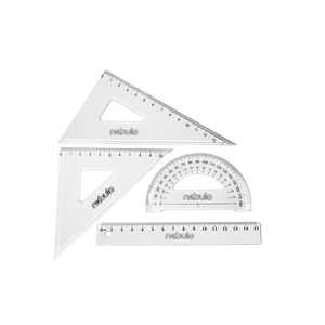Vonalzókészlet, 15 cm egyenes vonalzó, szögmérő, 45° 13 cm és 60° 18 cm háromszög vonalzó, 4 db/bliszter Educa