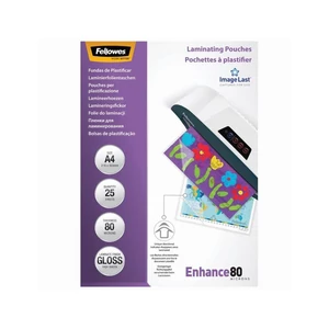 Lamináló tasak A4 80 micron fényes Fellowes 25 db csomag dokumentumvédelemhez