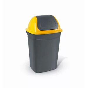 Szemeteskuka billenő fedéllel műanyag 50 literes UP013S antracit-sárga