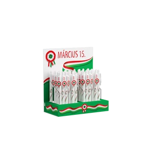 Golyóstoll 0,8mm, nyomógombos Ico kokárdás, 48 db/display, írásszín kék