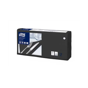 Szalvéta 2 rétegű 1/4 hajtás lapméret: 32,8 x 32,5 cm 200 lap/csomag Lunch Tork_477148 fekete