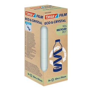Ragasztószalag 19mmx33m irodai átlátszó újrahasznosított Tesa Eco &amp; Crystal 8db/doboz