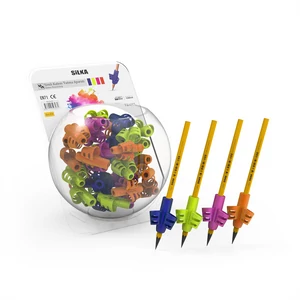 Ceruza markolat, fogássegítő, szilikon, csillám, 72 db/display, Silka