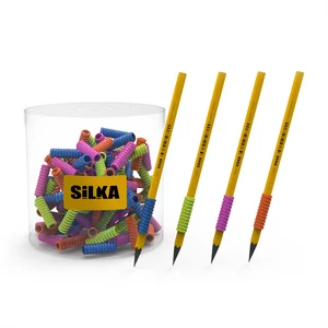 Ceruza markolat, spirál, szilikon, csillám, 72 db/display, Silka