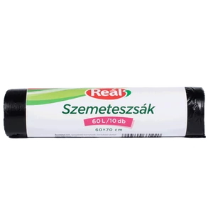 Szemeteszsák 60 liter 60 x 70 cm 10 db/tekercs Reál fekete