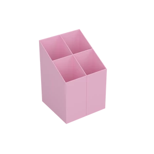 Írószertartó 4 rekeszes négyszögletű műanyag, Ico pasztell rózsaszín
