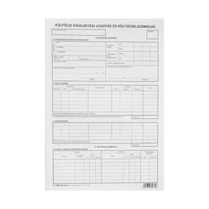Külföldi kiküldetési utasítás és költségelszámolás, A/4 és 4 oldal  B.7300-261/ÚJ