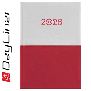Határidőnapló Contrast A5 napi, fehér lapokkal fehér-piros Dayliner 2026.