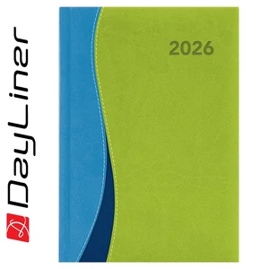 Határidőnapló Dubai A5 napi, fehér lapokkal kék-zöld Dayliner 2026.