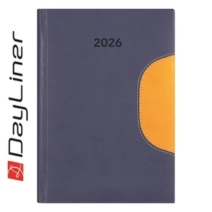 Határidőnapló Memphis A5 napi, fehér lapokkal kék-sárga Dayliner 2026.