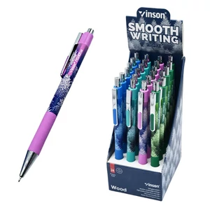 Vinson Wood 108 golyóstoll display 24 db nyomógombos 0,7 mm ergonomikus puha markolat