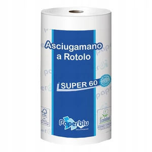 Kéztörlő 2 rétegű tekercses átmérő: 14 cm 100% cellulóz 200 lap/60 m/tekercs SUPER 60 Paperdi_RI8M060 fehér