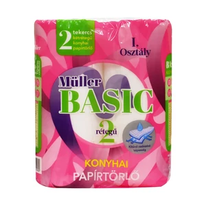 Tekercses háztartási papírtörlő, 2 rétegű, fehér - Müller Basic