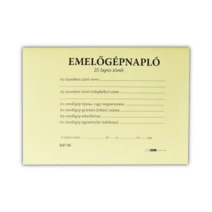 Emelőgépnapló A/5 fekvő formátumban, 24 lapos kivitel, D.E.938 típus