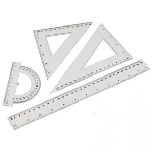 Vonalzókészlet, 30cm, vonalzó, szögmérő, 45° és 60° háromszög vonalzók 4 db/csom