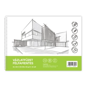 Vázlatfüzet FÉLFAMENTES B/4 32 lap 120gr. Bluering