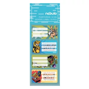 Füzetcímke 12db-os, Gamer, vegyes minták, Nebulo