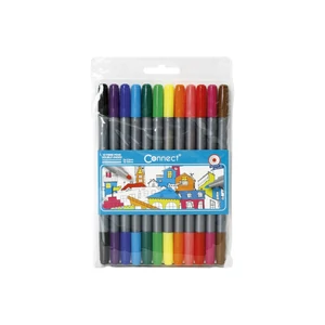 12 darabos Connect DUO kétvégű rostirón filctoll készlet élénk színekben, vékony és vastag heggyel kreatív rajzok, jegyzetek és illusztrációk készítéséhez