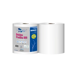 Ipari törlő 2 rétegű tekercses átmérő: 26 cm 800 lap/tek 2 tekercs/zsugor Paperdi Bobina Pratika 800_BI8S800/25_fehér
