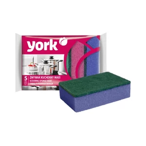 York Maxi mosogatószivacs 5 db-os csomag, kétrétegű habos és dörzsi felülettel, többféle színben