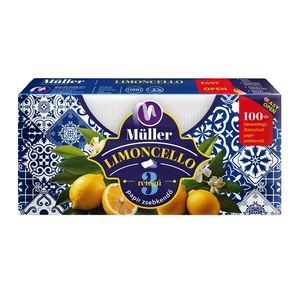 Müller 3-rétegű papírzsebkendő 100 lapos kiszerelésben, Limoncello illattal – puha és friss élmény minden alkalomra