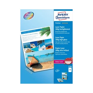 Fotópapír 210x297mm 200g 100 ív/doboz fényes, Avery fehér