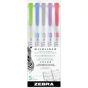 Szövegkiemelő készlet, 1,4/4 mm, kétvégű Zebra Mildliner Cool &amp; Refined 5 szín