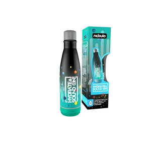 Palack, thermo, beépített bluetooth hangszóróval 460 ml fekete-türkiz, Nebulo
