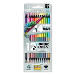 Színes ceruza készlet, kétvégű , 12/24, hegyezővel Ars Una 24 klf. neon/metál szín,