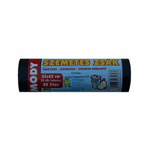 Szemeteszsák 40 liter 55 x 62 cm 10 mikron 20 db/tekercs Mody fekete