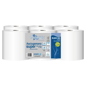 Kéztörlő 2 rétegű tekercses átmérő: 20 cm 100% cellulóz 486 lap/180 m/tekercs 6 tekercs/csomag Paperdi_RL8M180 fehér