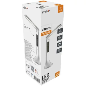 Asztali LED lámpa, kijelzővel, 5W, 4000K, AVIDE, fehér
