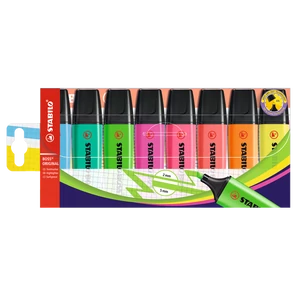 Szövegkiemelő készlet 2-5mm, vágott hegyű STABILO Boss original, 8 klf. szín