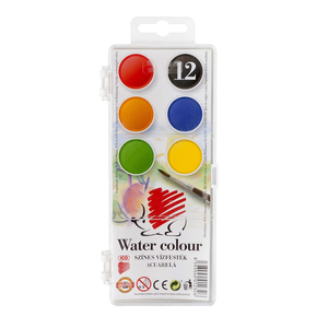Vízfesték készlet, 12x22,5mm, festék gombokkal Süni Ico 12 klf. szín 